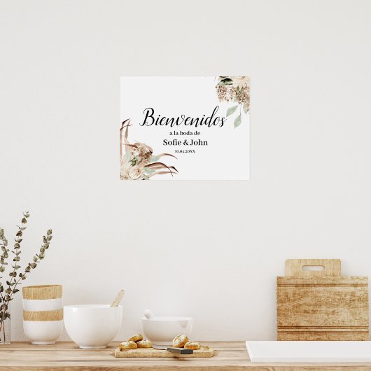 Poster Mariage Welcome Board en espagnol (Cuisine)