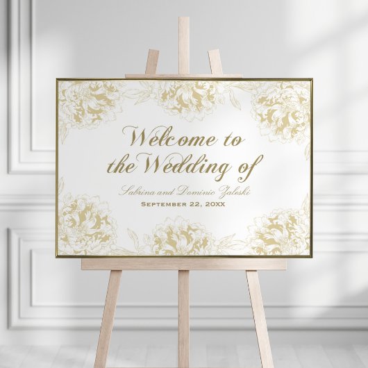Poster Mariage Welcome or Elegant Peony Floral