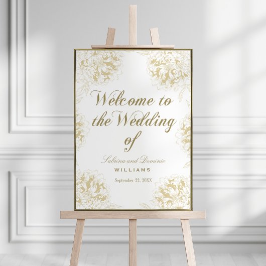 Poster Mariage Welcome or Elegant Peony Floral