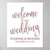 Poster Mariage Welcome Rose Gold Parties scintillant 8x10 (Devant)