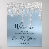 Poster Mariage Welcome Silver Grey Drivers Blue Event (Devant)