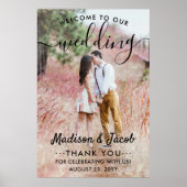Poster Mariage Welcome Simple Modern Black Script Photo (Devant)