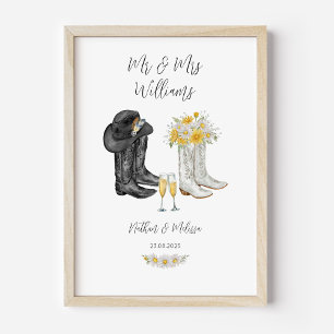 Poster mariage Western Boots