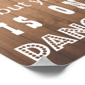 Poster Mariage Wood Grain signe drôle danse et siège (Coin)