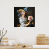 Poster Marie Antoinette avec Fleur d'anémone rose (Cuisine)