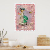 Poster Marie Antoinette Cupcake & Bird Imprimer (Cuisine)
