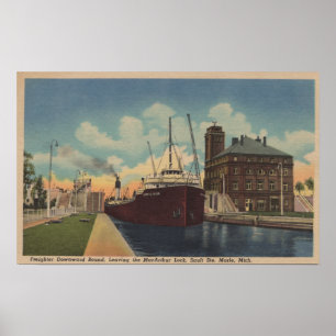Poster Marie, MI - vue de cargo laissant MacArthur
