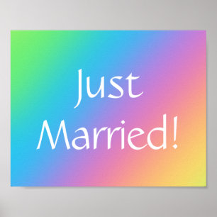 Poster Marié ! Panneau de voiture Mariage arc-en-ciel
