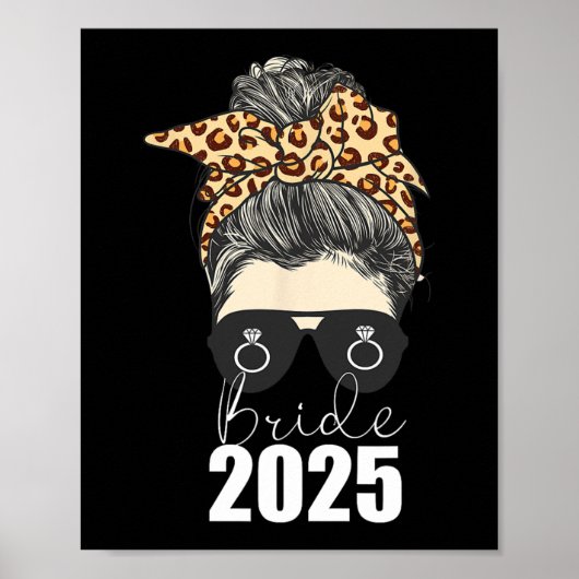 Poster Mariée 2025 Messy Bun Fiançailles Leopard Cheetah (Devant)