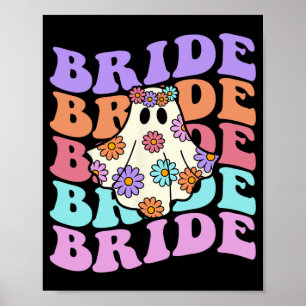 Poster Mariée Allons Gouls Fantôme Floral Fête d'Hallowee