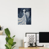 Poster Mariée céleste bleu Impasto Silhouette (Bureau à domicile)