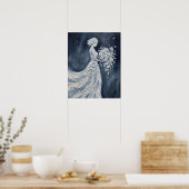Poster Mariée céleste bleu Impasto Silhouette (Cuisine)