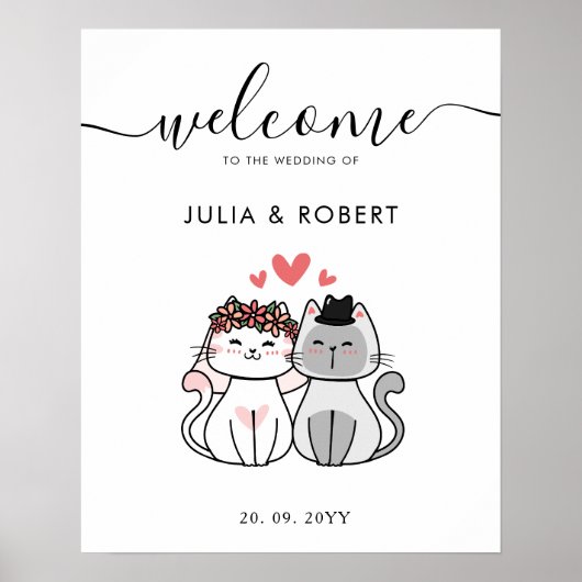 Poster Mariée De Chat Cute Et Mariage De Groom (Devant)