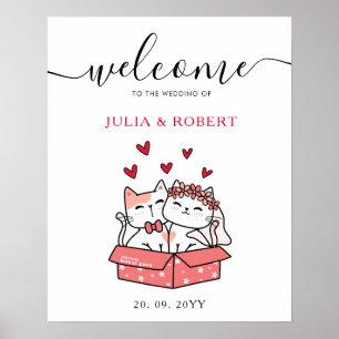 Poster Mariée De Chat Cute Et Mariage De Groom