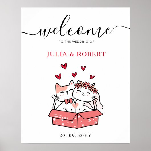 Poster Mariée De Chat Cute Et Mariage De Groom (Devant)