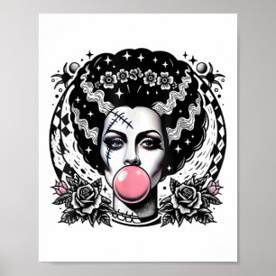 Poster Mariée De Frankenstein Bubblegum Monster Halloween