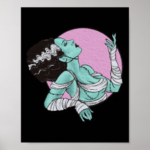 Poster Mariée De Frankenstein Halloween Rose Rétro