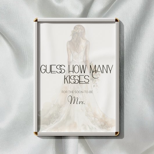 Poster Mariée devinez combien de baisers jeu de nuptiale