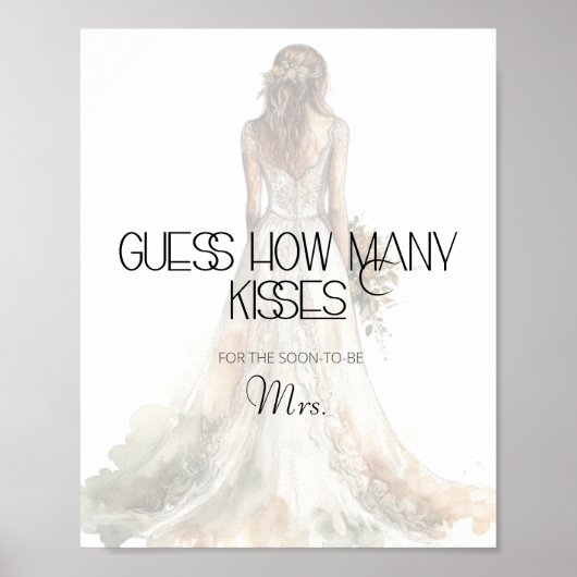Poster Mariée devinez combien de baisers jeu de nuptiale (Devant)