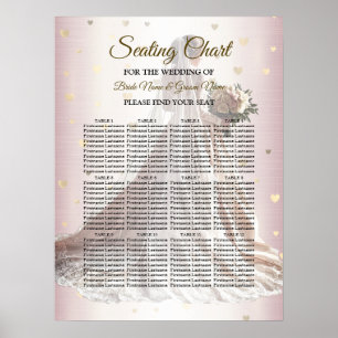 Poster Mariée d'hiver rose Golden Shiny Hearts