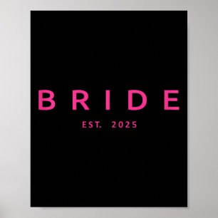 Poster Mariée Est. mariage de Fête des mariées rose 2025