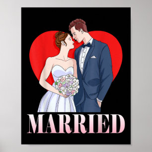 Poster Mariée Et Groom Heureux Mariage Marié Couple