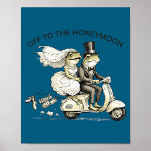 Poster Mariée lune de miel drôle et marié correspondant j