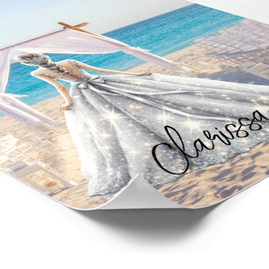 Poster Mariée Mariage Jour Plage Mariage Fancy Gown (Coin)