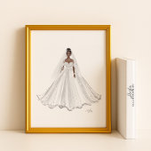 Poster Mariée noire, robe blanche, oeuvre d'art, illustra