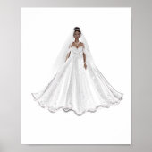 Poster Mariée noire, robe blanche, oeuvre d'art, illustra (Devant)