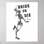 Poster Mariée Ou Mort Dansant Squelette Bachelorette Goth (Devant)