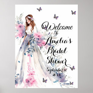 Poster Mariée pour être élégante robe blanche Bienvenue d