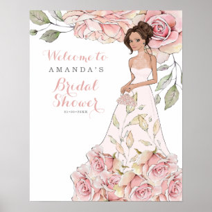 Poster Mariée Rose Roseau Fête de Mariage de Bienvenue 