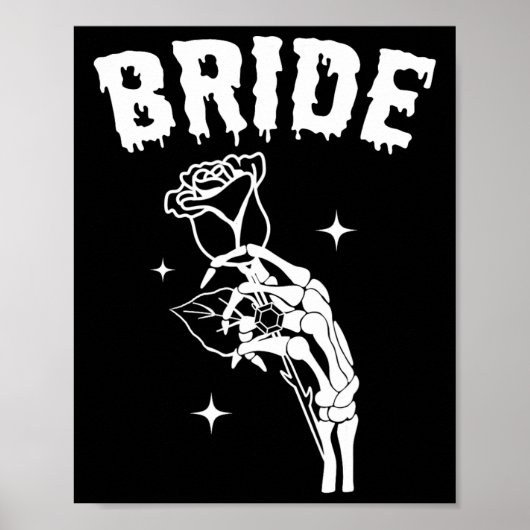 Poster Mariée Skeleton Mariage main Halloween Couples Mat (Devant)
