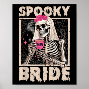 Poster Mariée squelette buvant du café mariage Halloween 