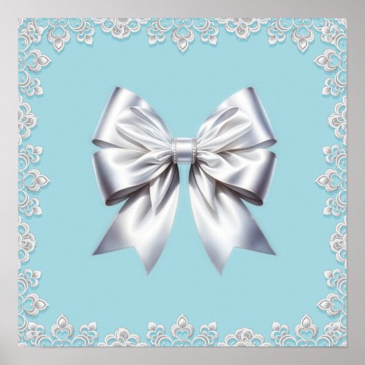 Poster Mariée Turquoise Robin's Egg Blue Big White Bow (Devant)