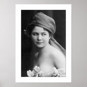Poster mariée victorienne noir et blanc, portrait de fleu
