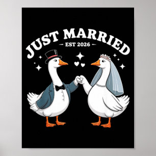Poster Mariés 2026 Mariage Couples Fiancée Oie Ridicule
