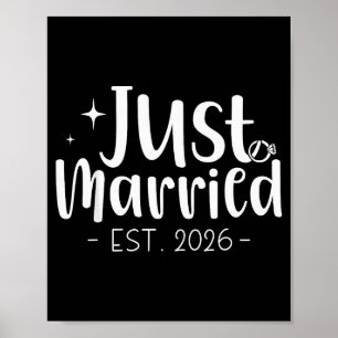 Poster Mariés à peine 2026 Lune de miel Mariage Couples F