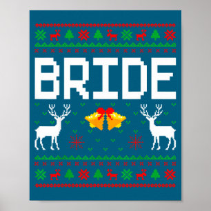 Poster Mariés mariée couple vilain pull de noël 