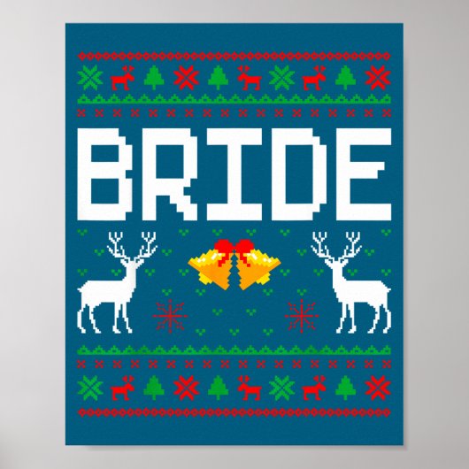 Poster Mariés mariée couple vilain pull de noël (Devant)