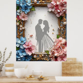 Poster Mariés Silhouette Romantique Amour (Cuisine)