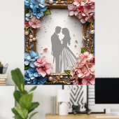 Poster Mariés Silhouette Romantique Amour (Bureau à domicile)
