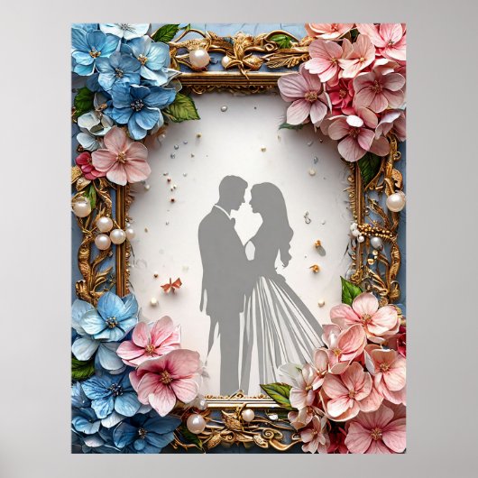 Poster Mariés Silhouette Romantique Amour (Devant)