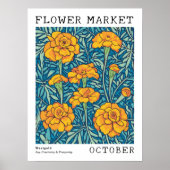 Poster Marigold Floral Orange Octobre Marché aux Fleurs d (Devant)
