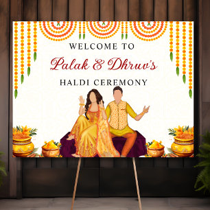 Poster Marigold Joint Haldi cérémonie signe de bienvenue