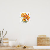 Poster Marigold Print, Orange Flowers Wall Art (Cuisine)