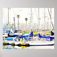Marina de bateaux à voile Photographie Art Imprime