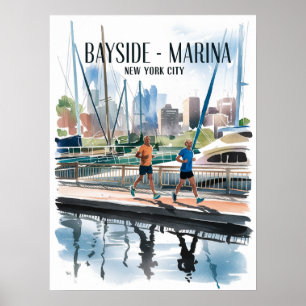Poster Marina de Bayside Jogging Aquarelle