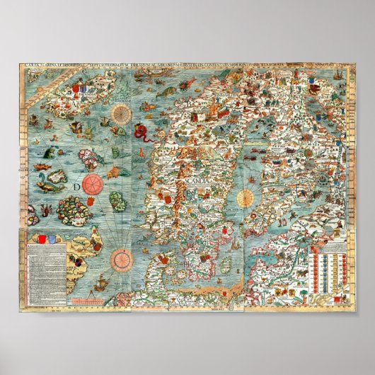 Poster Marina de Carta, carte de Scandinavie (Devant)